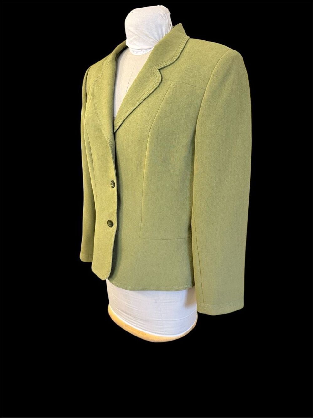 Le Suit Celery Green 3-Button Lined Blazer Set In Waist Sz. 14 Career Profession - Picture 10 of 13